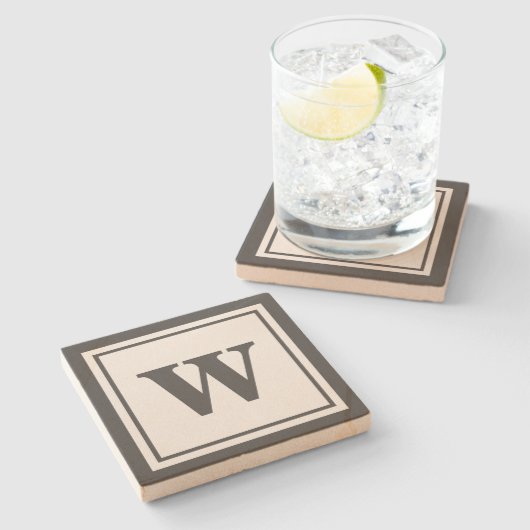 Modern Classy Monogram Stenen Onderzetter (Zijkant)