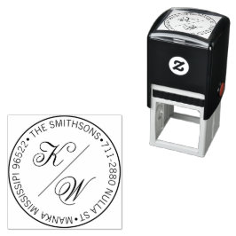 Modern Classy Naam Return Adres Circulaire bruilof Zelfinktende Stempel