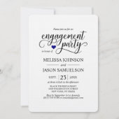 Modern Classy Navy Blue Heart Engagement Party Kaart (Voorkant)