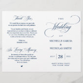Modern Classy Navy Blue, vouwbaar huwelijksprogram (Voorkant)