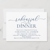 Modern Classy Navy Blue, Wedding Rehearsal Dinner Kaart (Voorkant)