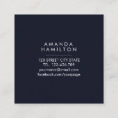 Modern Classy Navy en wit Vierkante Visitekaartje (Achterkant)