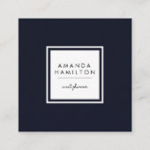 Modern Classy Navy en wit Vierkante Visitekaartje (Voorkant)