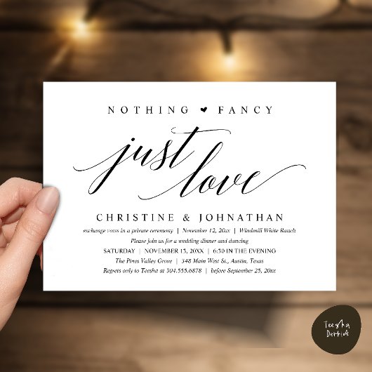 Modern Classy Nothing Fancy, Just Love, Reception Kaart
