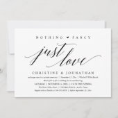Modern Classy Nothing Fancy, Just Love, Reception Kaart (Voorkant)