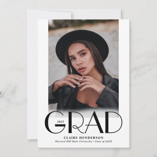 Modern Classy Overlay Photo Collage Afstuderen Aankondiging (Voorkant)