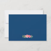 Modern Classy Paars Pink Floral Navy Blue RSVP Kaartje (Achterkant)