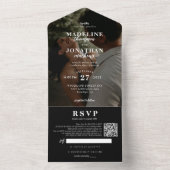 Modern Classy Photo Black White QR Code Weddenscha All In One Uitnodiging (Binnen)