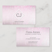 Modern Classy Pink Blush Glitter Crystal Driving Visitekaartje (Voorkant / Achterkant)