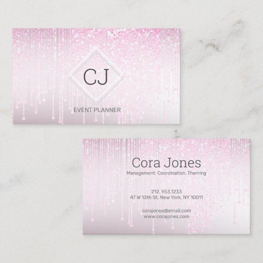 Modern Classy Pink Blush Glitter Crystal Driving Visitekaartje (Voorkant / Achterkant)