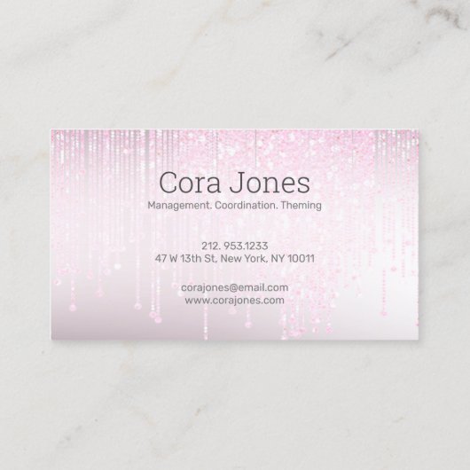 Modern Classy Pink Blush Glitter Crystal Driving Visitekaartje (Achterkant)