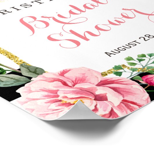 Modern Classy Pink Floral Vrijgezellenfeest Sign Poster (Hoek)