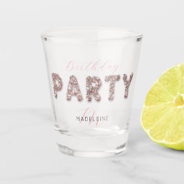 Modern Classy Pink Glitter Monogram Birthday Shot Glas