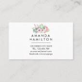 Modern Classy PINK Waterverf Boeket en bladeren Visitekaartje (Achterkant)