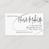 Modern Classy Professional Hair Studio Zwart Wit Visitekaartje (Achterkant)