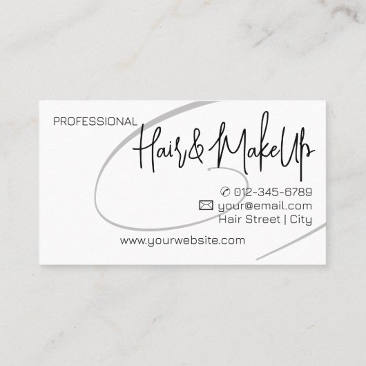 Modern Classy Professional Hair Studio Zwart Wit Visitekaartje (Achterkant)
