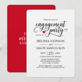 Modern Classy Red Heart Engagement Party Kaart (Voorkant / Achterkant)