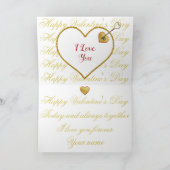 Modern & Classy Romance Golden Heart met Love Key Feestdagen Kaart (Binnen)