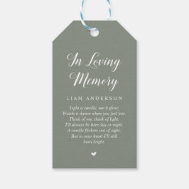 Modern Classy Sage Green, Funeral Memorial Service Cadeaulabel