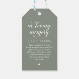 Modern Classy Sage Green, Funeral Memorial Service Cadeaulabel