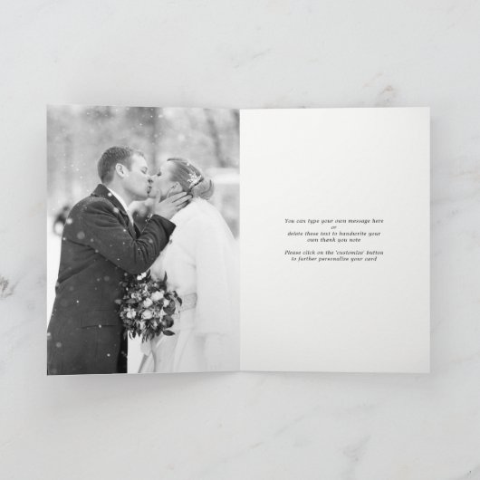 Modern Classy Script 8 Multi Photo Stylish Wedding Bedankkaart (Binnen)