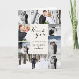 Modern Classy Script 8 Multi Photo Stylish Wedding Bedankkaart