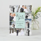 Modern Classy Script 8 Multi Photo Stylish Wedding Bedankkaart (Staand voorkant)