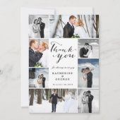 Modern Classy Script 8 Multi Photo Stylish Wedding Bedankkaart (Voorkant)