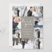 Modern Classy Script 8 Multi Photo Stylish Wedding Bedankkaart (Voorkant)