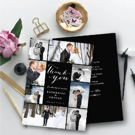 Modern Classy Script 8 Multi Photo Stylish Wedding Bedankkaart