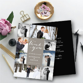 Modern Classy Script 8 Multi Photo Stylish Wedding Bedankkaart