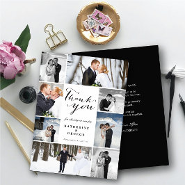 Modern Classy Script 8 Multi Photo Stylish Wedding Bedankkaart