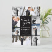 Modern Classy Script 8 Multi Photo Stylish Wedding Bedankkaart (Staand voorkant)