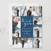Modern Classy Script 8 Multi Photo Stylish Wedding Bedankkaart (Voorkant)