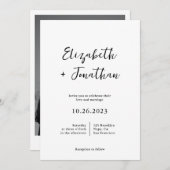 Modern Classy Script Photo Simple Wedding Kaart (Voorkant / Achterkant)