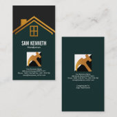 Modern Classy Stylish Gold Roof Home Handyman Visitekaartje (Voorkant / Achterkant)