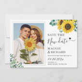 Modern Classy Sunflower Foto Save the New Date (Voorkant)
