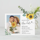 Modern Classy Sunflower Foto Save the New Date Save The Date (Staand voorkant)