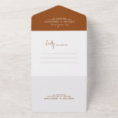 Modern Classy Terracotta Rust Photo Wedding All In One Uitnodiging (Buitenkant)