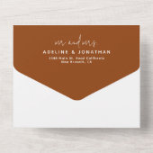 Modern Classy Terracotta Rust Photo Wedding All In One Uitnodiging (Achterkant)