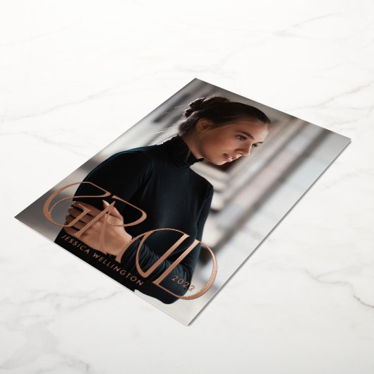 Modern Classy Tyopgraphy Afstuderen Photo 2023 Folie Uitnodiging (Gedraaid)