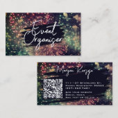 Modern Classy Typography Custom QR Code Fireworks Visitekaartje (Voorkant / Achterkant)