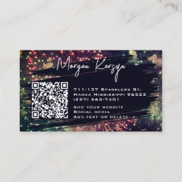 Modern Classy Typography Custom QR Code Fireworks Visitekaartje