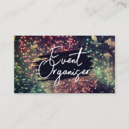 Modern Classy Typography Custom QR Code Fireworks Visitekaartje