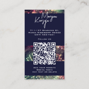 Modern Classy Typography Custom QR Code Fireworks Visitekaartje