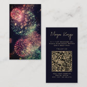 Modern Classy Typography Custom QR Code Fireworks Visitekaartje (Voorkant / Achterkant)