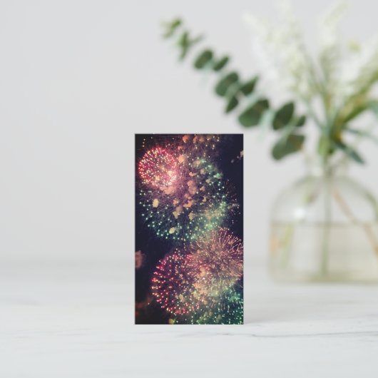 Modern Classy Typography Custom QR Code Fireworks Visitekaartje (Staand voorkant)