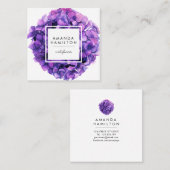 Modern Classy Ultraviolet flower hydrangea Vierkante Visitekaartje (Voorkant / Achterkant)