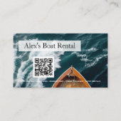 Modern Classy Unieke Boat Rental QR-code Visitekaartje (Voorkant)