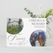 Modern Classy Unieke twee-foto-Verloving Aankondiging (Staand voorkant)